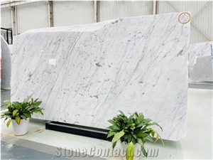 White Marble Carrara Stone Slab Tile Skirting Kitchen Wall