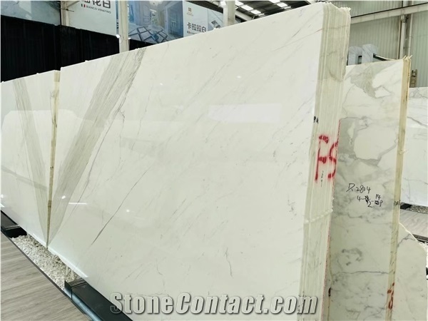 White Marble Stone Calcatta Carrara Polished Slabs Tiles