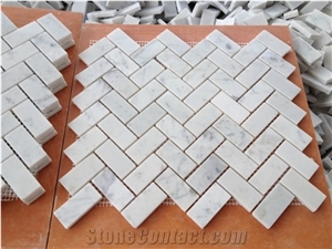 White Natural Marble Backsplash Mosaic Kitchen Tile