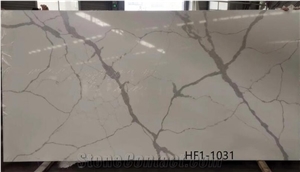White Quartz Calacatta Carrara Marble Stone Slab