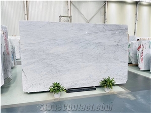 White Stone Italy Marble Carrara Polished Slabs Kitchen Wall