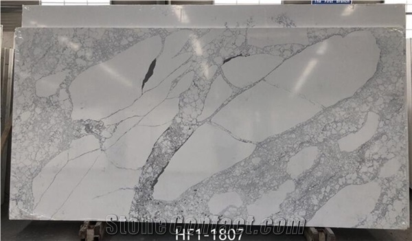 White Stone Quartz Slabs In Marble Textures
