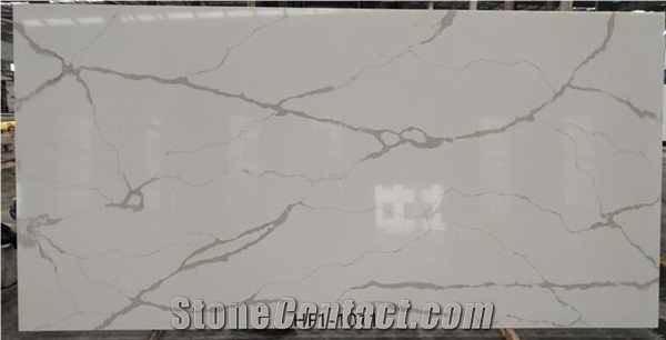 White Marble Look Popular Quartz Stone Polished Slabs