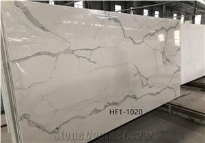 White Stone Quartz Polished Slabs For Bathroom Kitchen