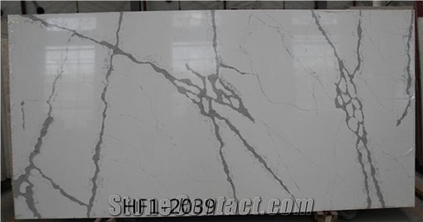 White Stone Quartz Polished Slabs For Bathroom Kitchen