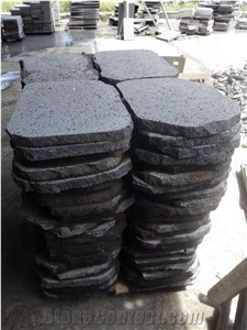 Black Handmade Lava Stone Irregular Crazy Paver