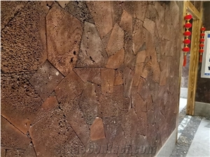 Red Limestone Crazy Paver Wall Panel, Sound Absorption