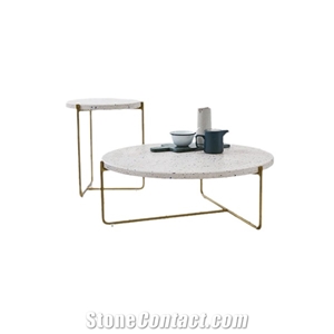 European Modern Terrazzo Oval Stone Top Coffee Table