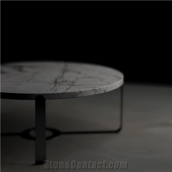 Mordern Round White Marble Coffee Table Set