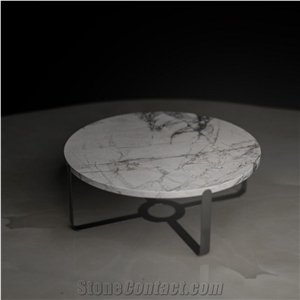 Mordern Round White Marble Coffee Table Set