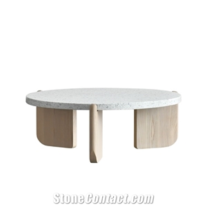 Terrazzo Living Room Hot Selling Round Coffee Table White