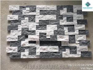 Mix Black and White Wall Panel 6 Lines Stone Veneer