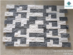 Mix Black and White Wall Panel 6 Lines Stone Veneer