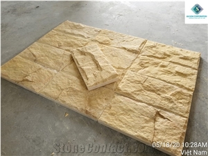 Mushroom Face Yellow Marble Wall Panel Externel Cladding