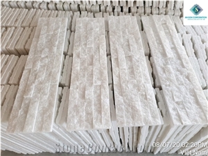 Outside Split Face Crystal White Marble Wall Cladding Tiles