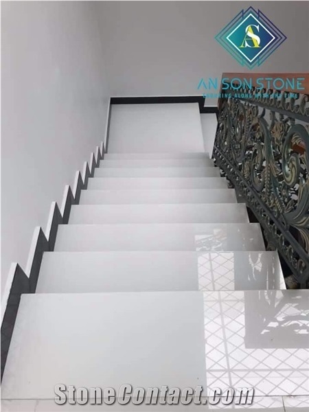 Polished White Marble for Steps and Risers from Vietnam