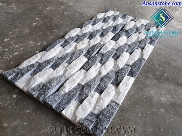 Wave Design Marble Wall Cladding Panel White Black Marble