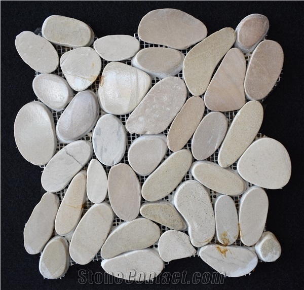 Sliced Pebble Stone Mosaic Tiles