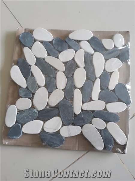 Sliced Pebble Stone Mosaic Tiles