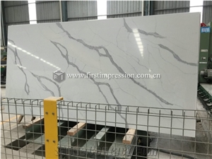 China Artificial Quartz Calacatta White Stone Slabs,Tiles