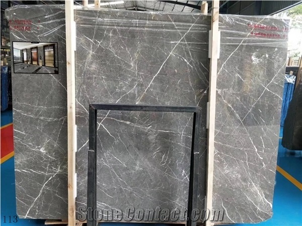 Italy Grey Marble White Grain High-End Slab Tiles for Walls