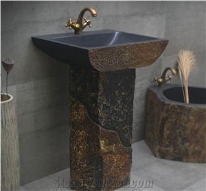 Natural Stone Pedestal Wash Basins Outdoor Sink