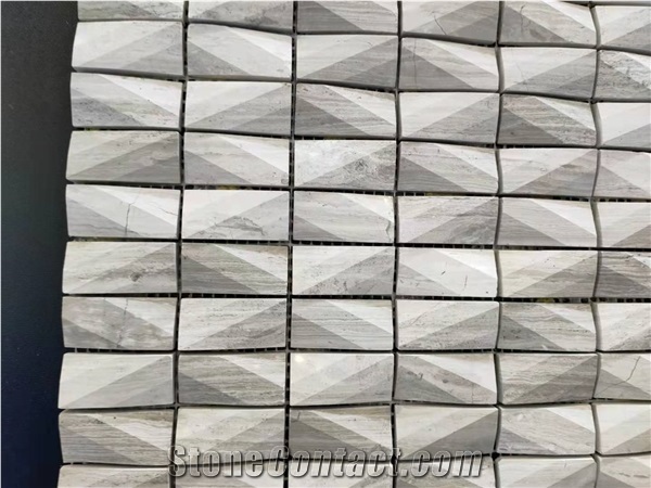 Wooden White Marble Wall Mosaic Pattern Tile Polished