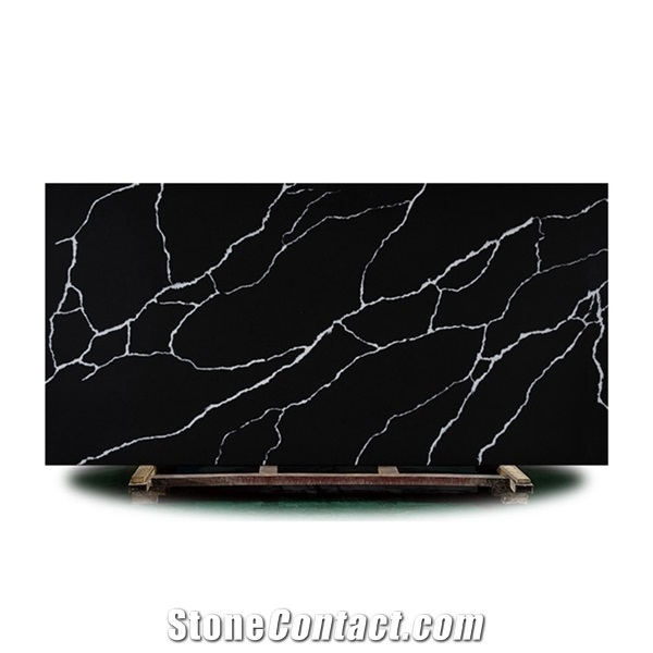 Black and Gold Vein Hot Sell Artificial Quartz Stone Slab