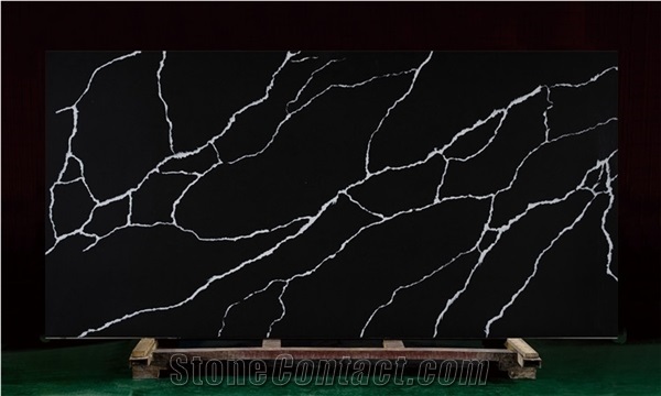 Black and Gold Vein Hot Sell Artificial Quartz Stone Slab
