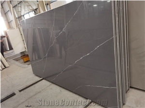 Black Artificial Calacatta Quartz Tiles Stone Slabs