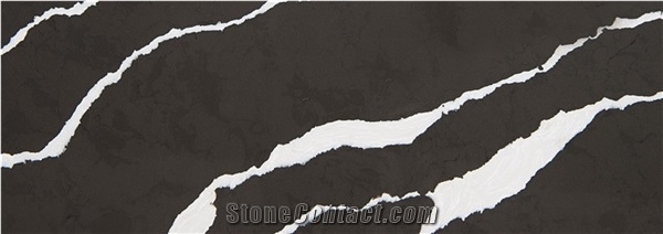 Black Calacatta Slab Polished Artificial Quartz Stone