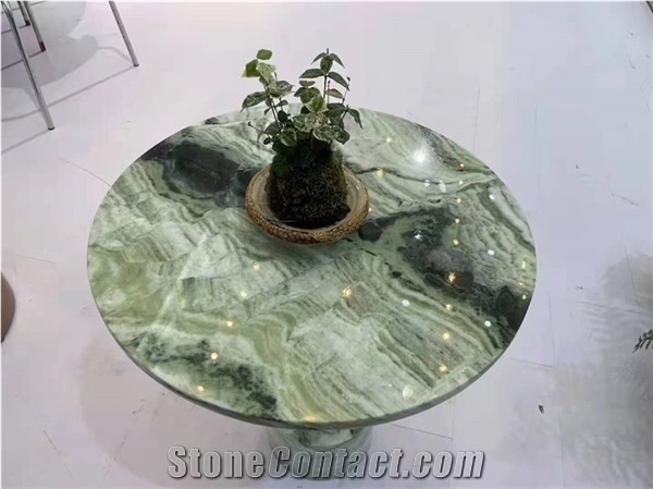 Dining Table Marble, Raggio Verde Marble, Green Marble