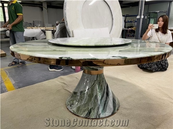 Exotic Marble Raggio Verde New Green Marble Round Table Top