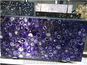 Flower Agate Slab, Purple Agate Slab, Agate Semiprecious Stone Slab