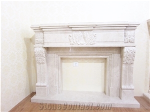 Hand Carved Solid Natural Marble Indoor Fireplaces Surround
