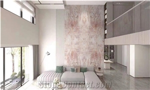 Hot Sell Natural Stone Slab with Pink Background