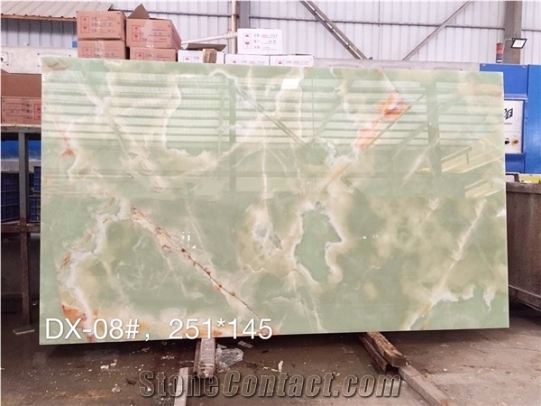 Imported Polished Green Onyx Walling Tile Decoration Pattern