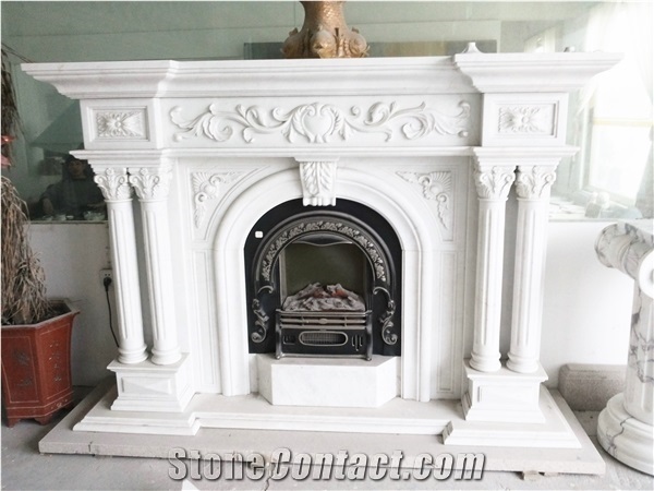 Indoor Polished Cream Stone Marble White Fireplace Shelf