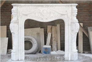 Modern Design Cream Natural Marble Traditional Fireplaces