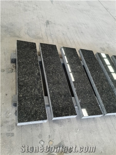 Natural Black Pearl Granite Stair Riser Polished Steps