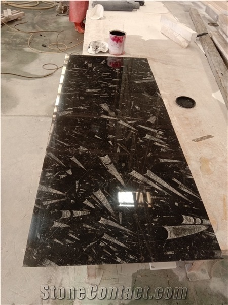 Natural Stone Polished Black Marble Slabs for Wall