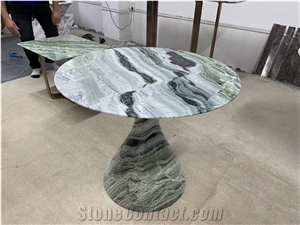 Natural Stone Raggio Verde Polished Marble Table Tops Design