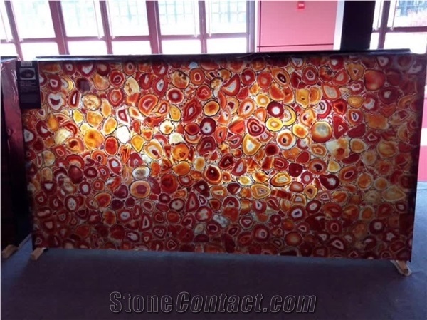 Polished Agate Slab, Red Agate Wall Panel
