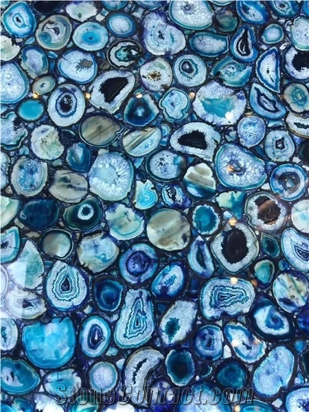 Polished, Blue Agate Table Top, Agate Table Top