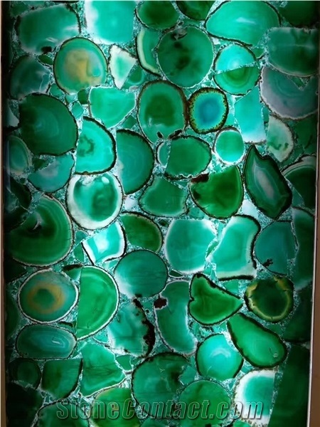 Polished Green Agate Semiprecious Stone Slab