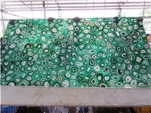 Polished Green Agate Semiprecious Stone Slab