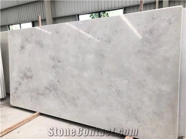Polished Surface Slabs Artificial Calacatta Stone Wall