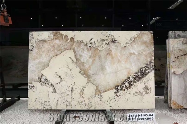 Polished White Quartzite Slabs with Veins