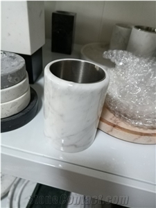 White Marble Stone Seasoning Jar Home Decor Pot
