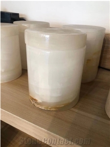 White Marble Stone Seasoning Jar Home Decor Pot